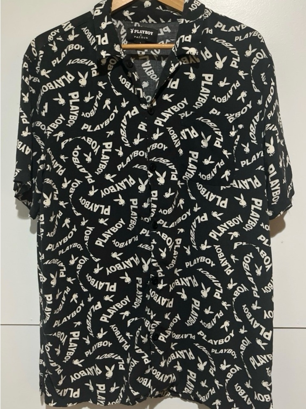 PacSun Playboy Y2K Button Up Short Sleeve Shirt Mens Large